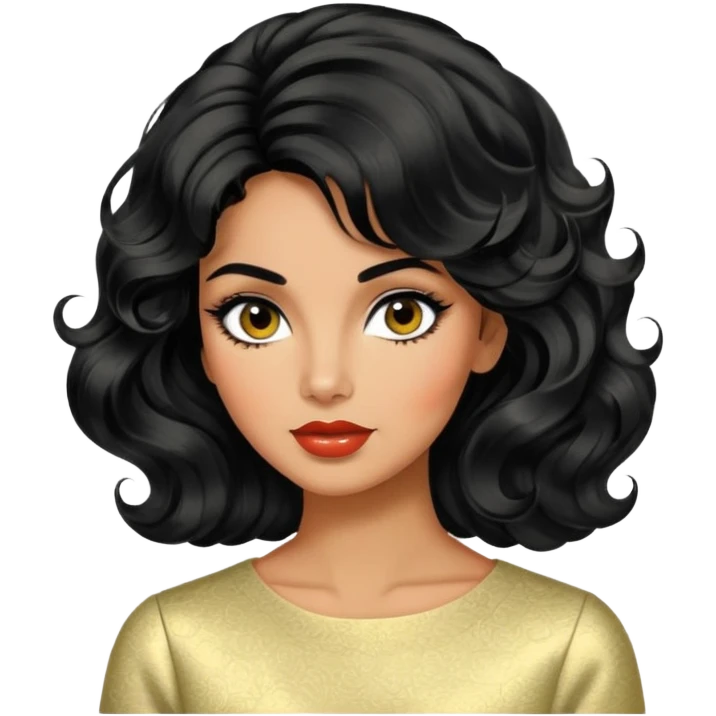 Alluring 1960's mod greek olive skin shiny black wavy textured tousled hair emoji
