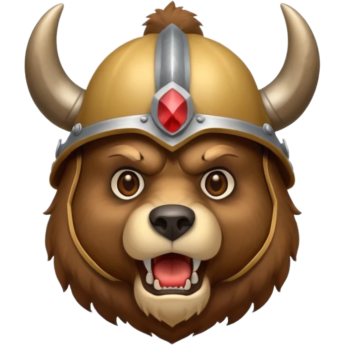 Bear wearing horned helmet growling emoji