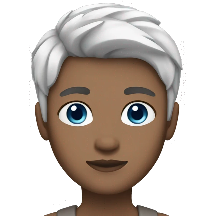 Blue eyes brown hair with white highlights nonbinary  emoji