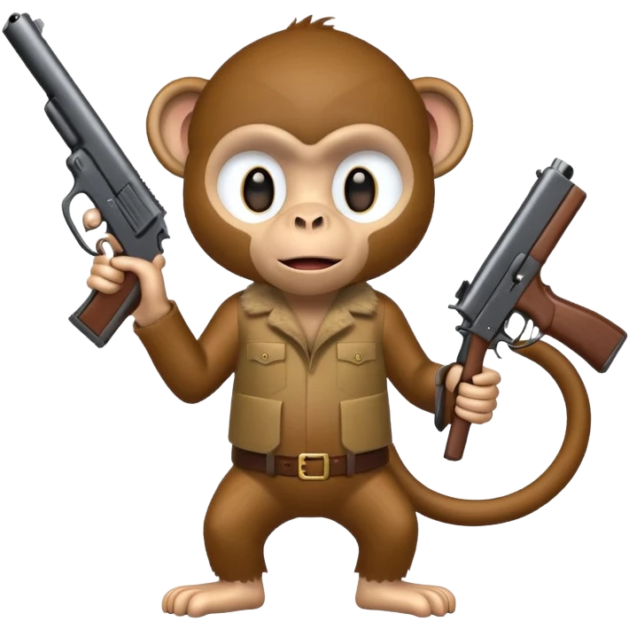 A monkey holding a gun emoji