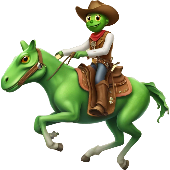 A cowboy frog riding a horse emoji