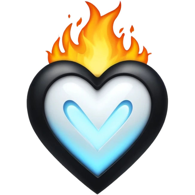 ❤️‍🔥 .. make the red heart white and flame to black. The structure should be as it is emoji