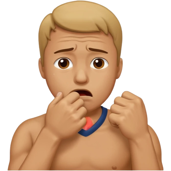 Crying man with his fist holding to his mouth emoji