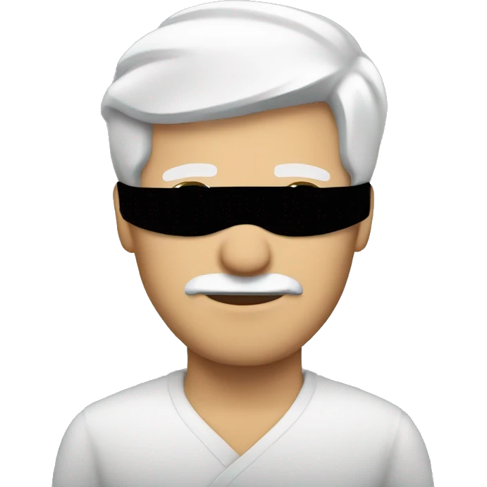 White haired man with black blindfold  emoji