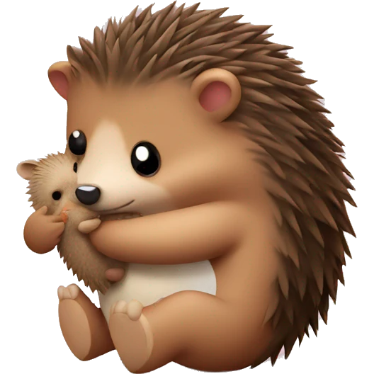hedgehog hugging a teddy bear emoji