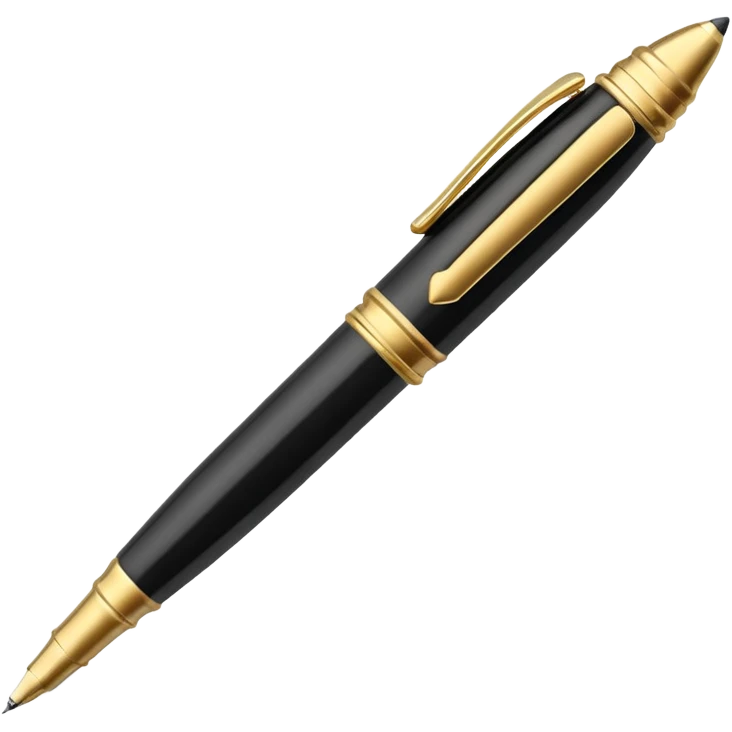 3D perspective academic premium golden luxury black pen emoji