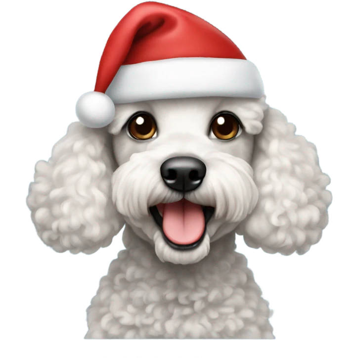Poodle with a Santa hat emoji