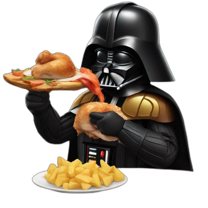 Vader eating chicken and listening to music emoji