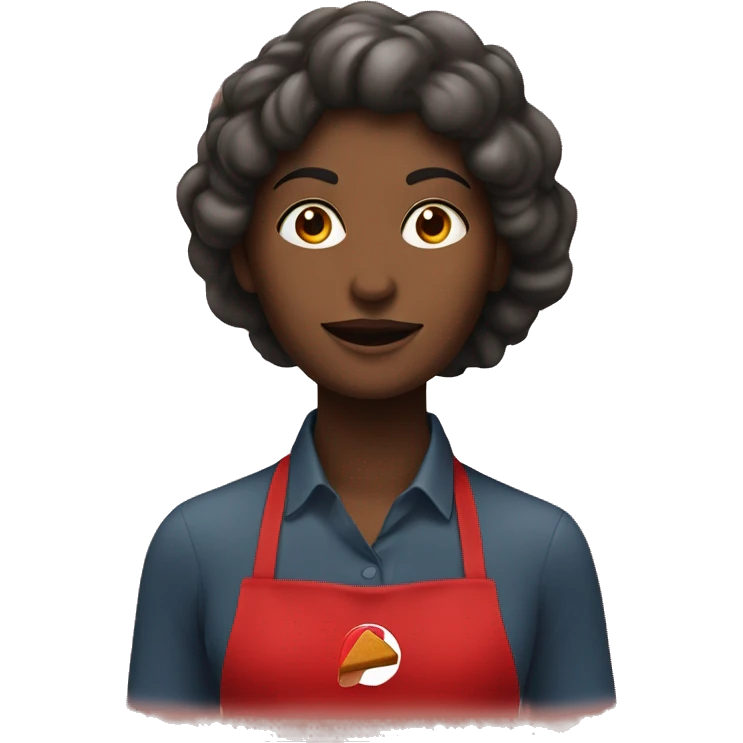 mujer con pelo rojo oscuro cocinando con el logo (nuria y compañia) emoji