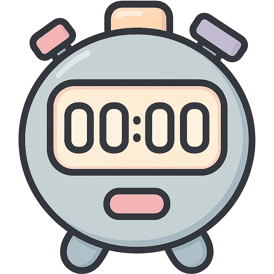 sports timer digital timer with large display icon-color-outlined style detailed shading thin clean outlines soft rounded features pastel palette #98B5BC #B5B3C1 #C9A3C9 #E4C0CA #F7DCD1 #F7C0AA Japanese pop art sticker look highly detailed vector clarity soft lighting subtle shadows transparent background emoji