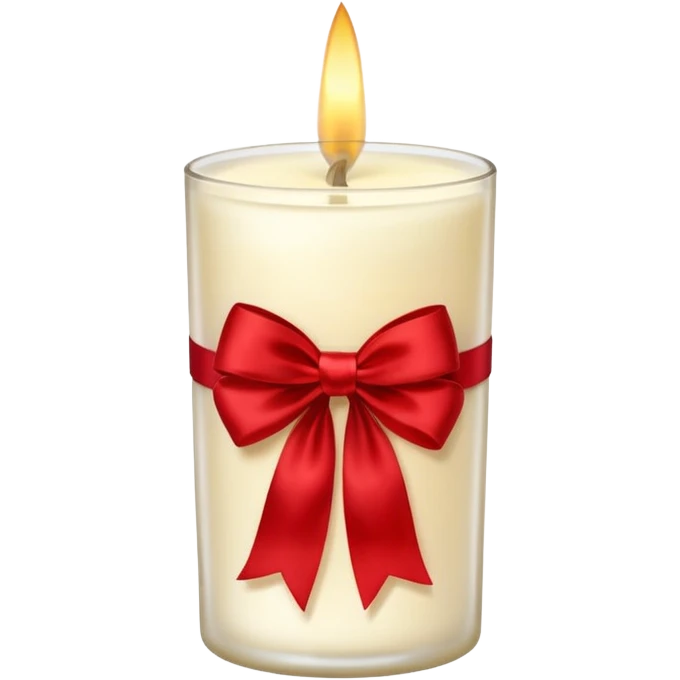 Soft vanilla long glass candle, with little red bow emoji