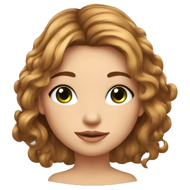 une fille avec les cheveux chatin claire, yeux verts et grans de beauté au niveau de la levre emoji
