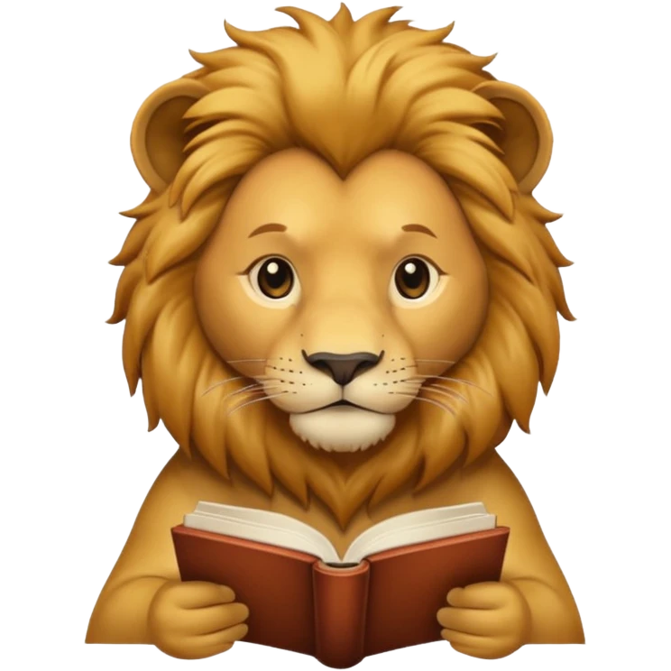 lion reading a book emoji