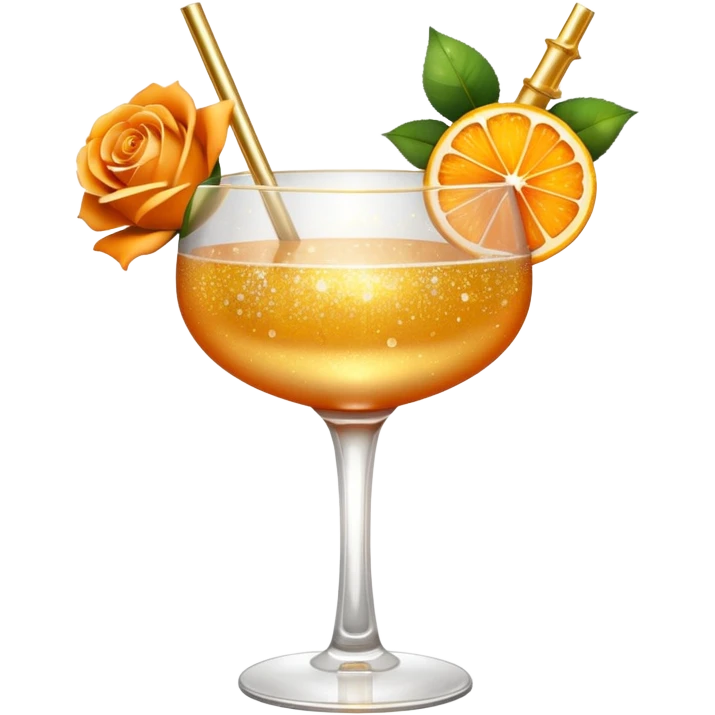 Glittery with orange roses gold mocktail emoji