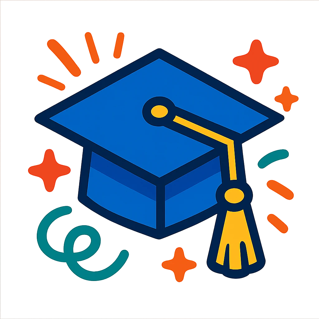 graduation cap, celebratory, bold style emoji