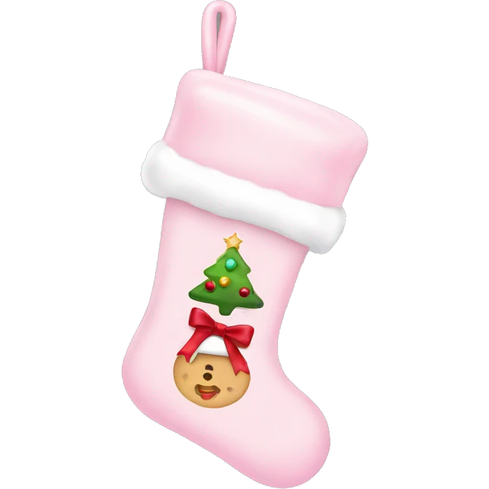  light pink Christmas stocking with bow emoji