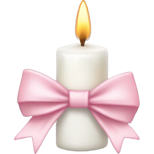 White candle light pink bow emoji