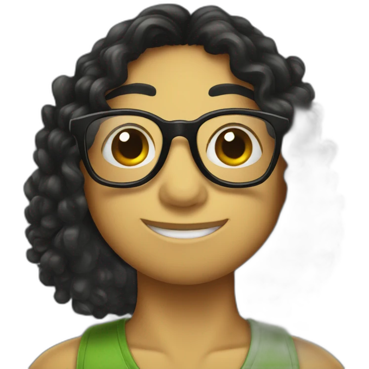 Turtle with glasses and long black curly hair emoji