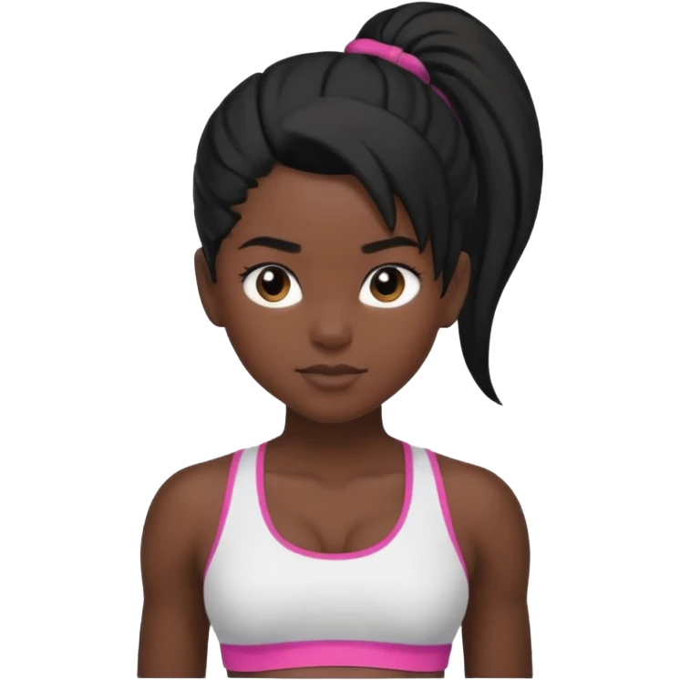 Black girl with black ponytail in a sports bra  emoji