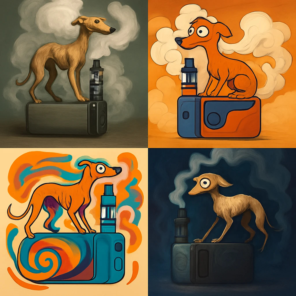 Add a large amount of smoke coming out from the vape device, keeping the original style consistent. emoji