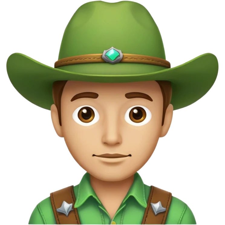 Cowboy face with a bright green cowboy hat emoji