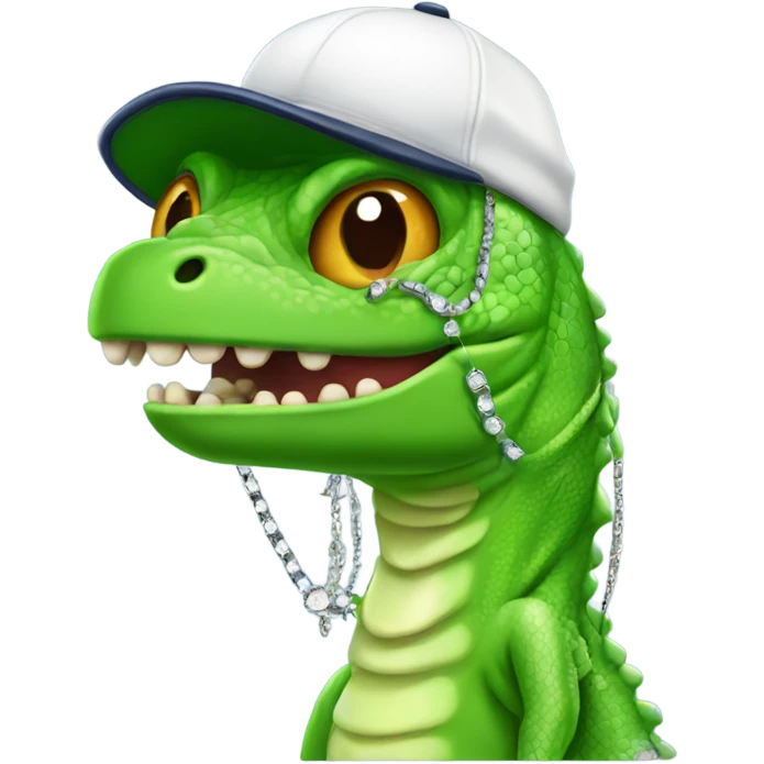 Slimey Lizard with diamond chain and baseball cap emoji
