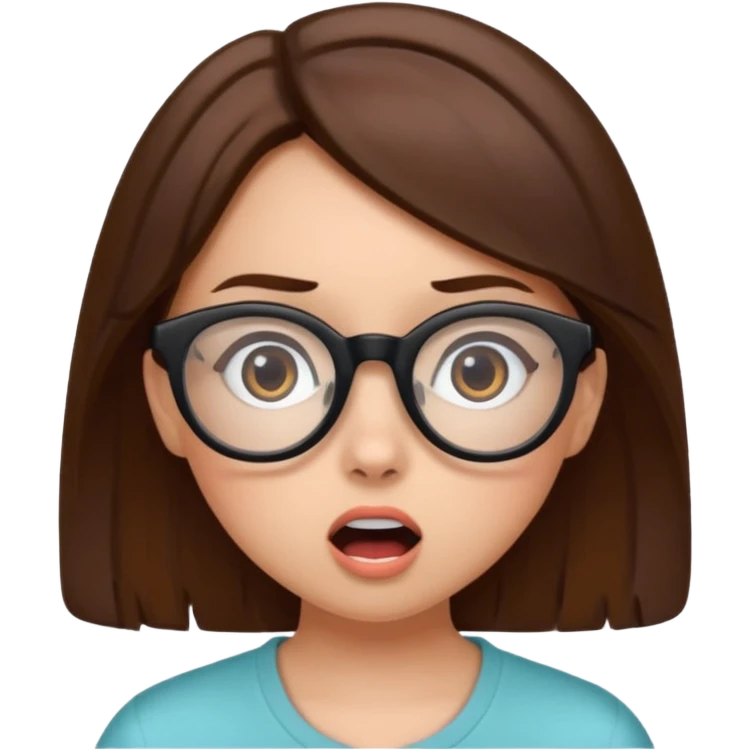 girl with black glasses, surprised expression emoji