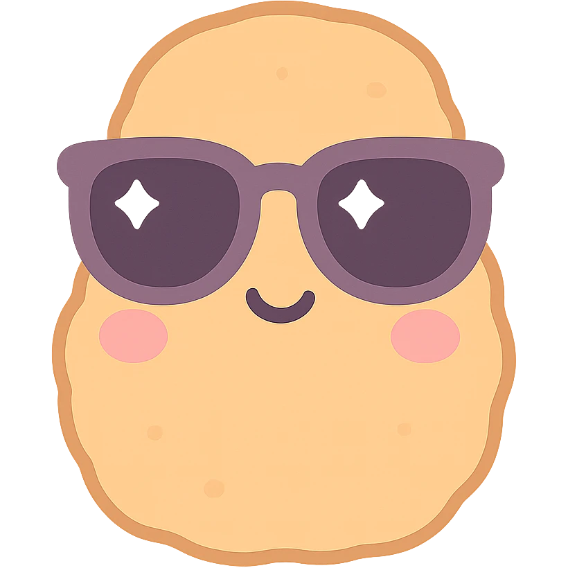 a chicken nugget with sunglasses, kawaii style emoji