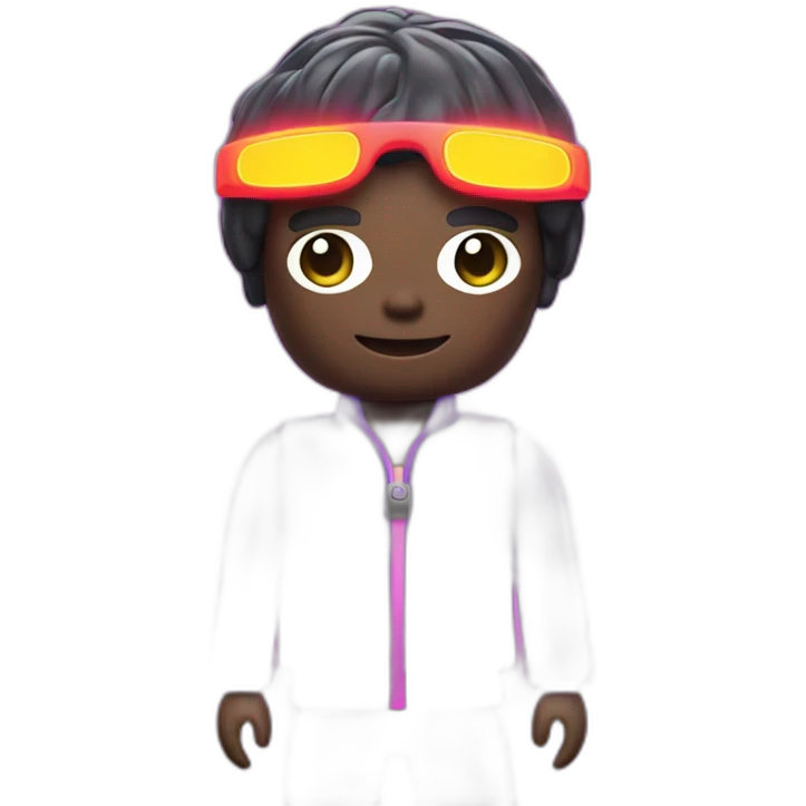 playmobil wearing purple NEON LIGHT CLOTHES, party emoji