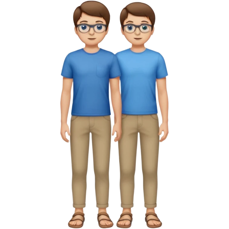 jeune homme l'air cool taille moyenne corpulence maigre cheveux chatain court yeux bleus lunettes photo de pieds en pantalon  emoji