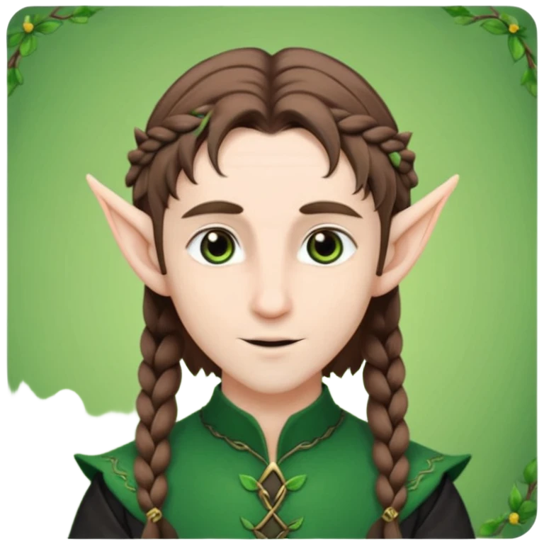 elves with braided brown  hair man black dress  emoji