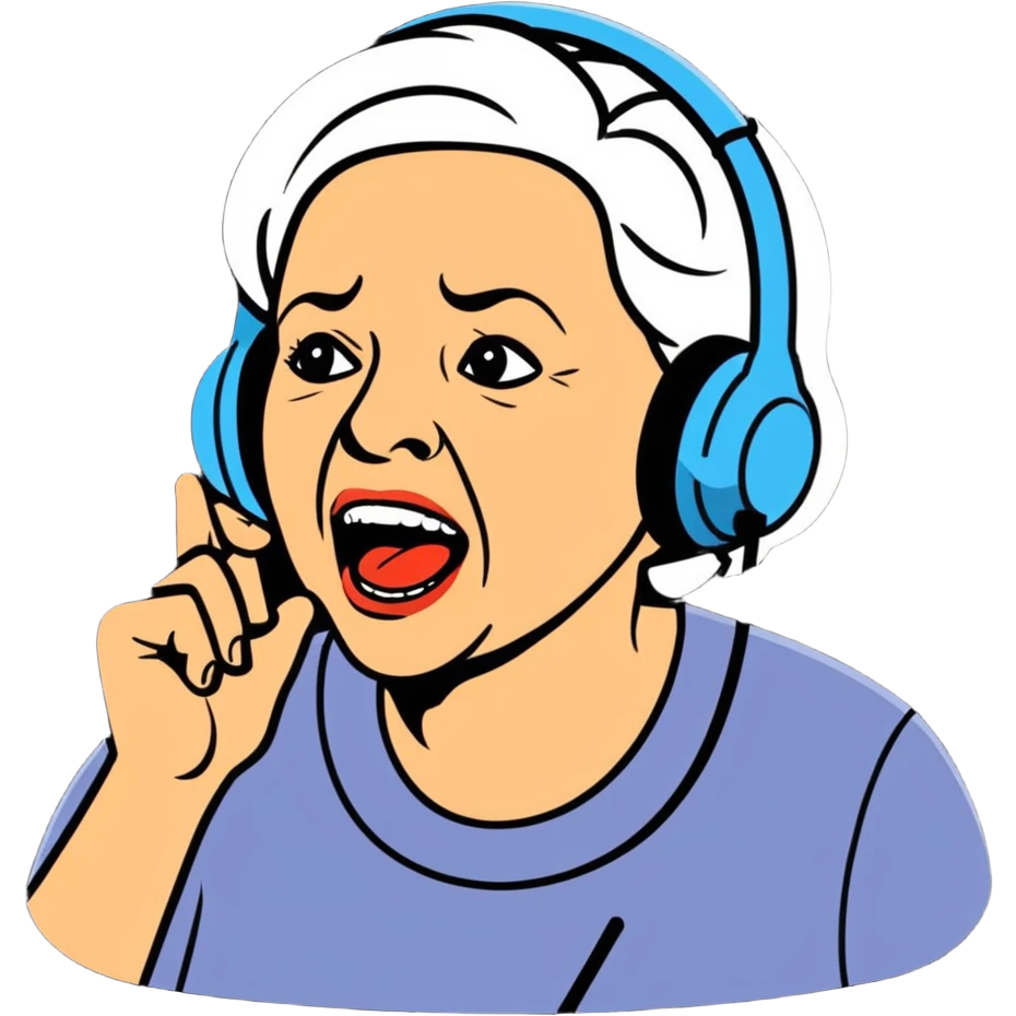 grandmother call center operator shouting “That's the one” in Russian emoji
