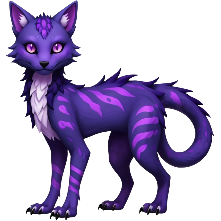 Kawaii dark gloomy ghoulish edgy fantasy ethereal feline-vernid-sergal-monster-fursona animal creature full body with intricate markings  emoji