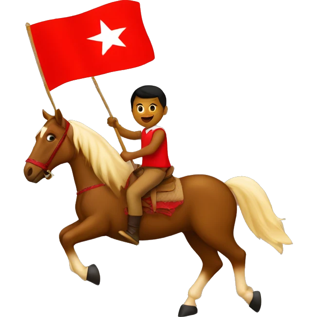 brown boy riding a horse waving tongan flag  emoji