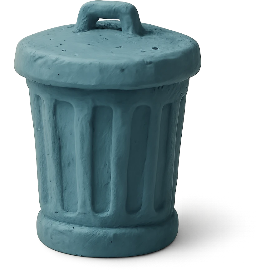 claymation style trashcan emoji