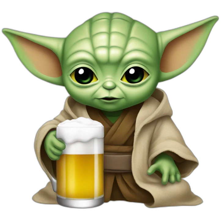 Bébé yoda qui boit une bière emoji