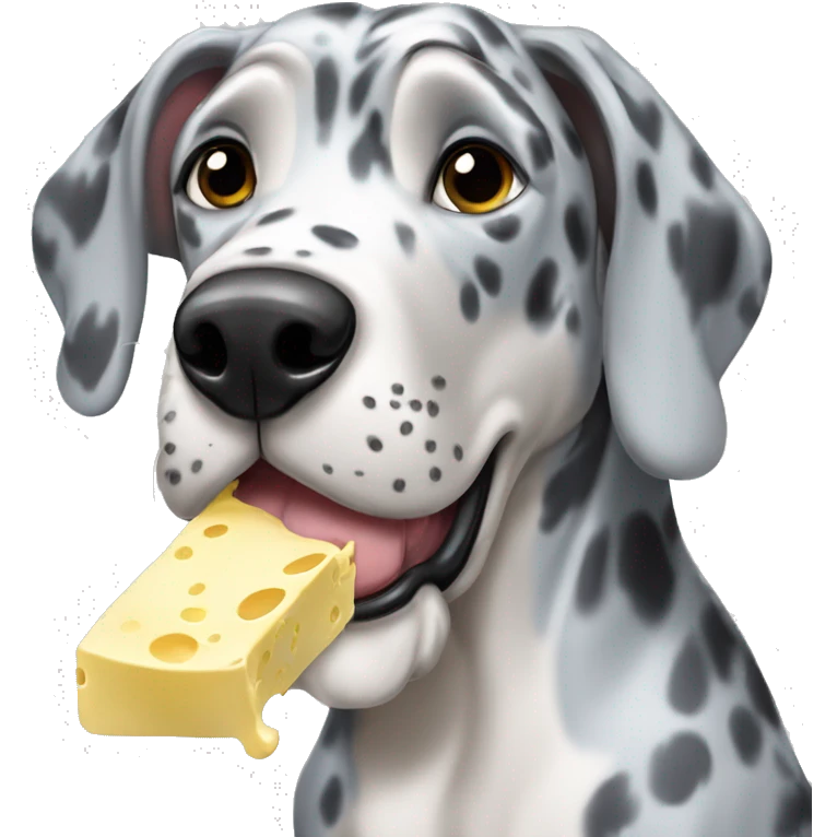 Blue Merle Great Dane eating butter emoji