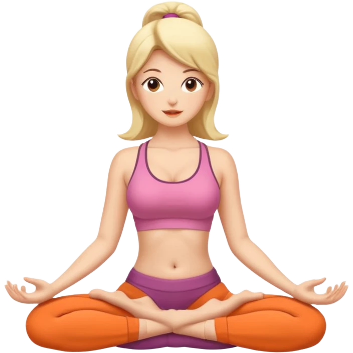 Lady with sexy beautiful body sitting in yoga pose emoji