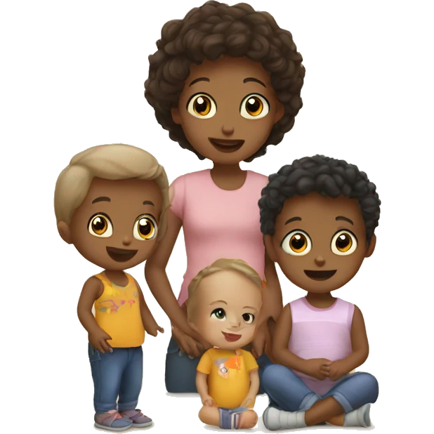 3 kids and a baby playing  emoji