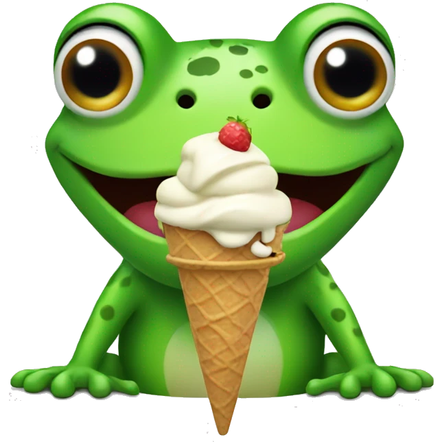 Frog eat ice cream emoji