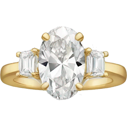 Oval diamond engagement ring with gold band emoji