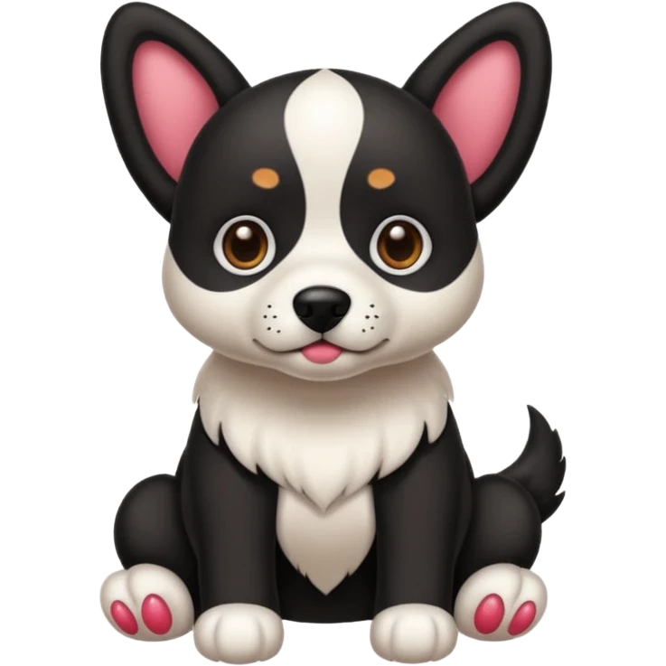 haz un perro negrocon el ozico y las patas blancas emoji