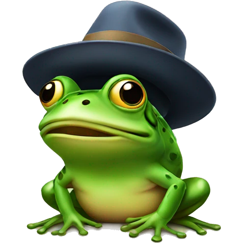 Frog with a hat emoji