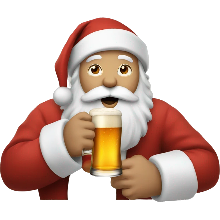 Santa drinking a beer emoji
