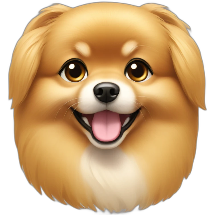 Girl with bang cut on forehead golden small Pomeranian dog emoji