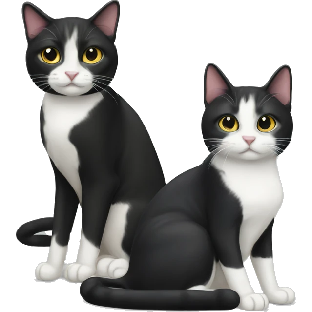 tuxedo cat with tabby cat emoji