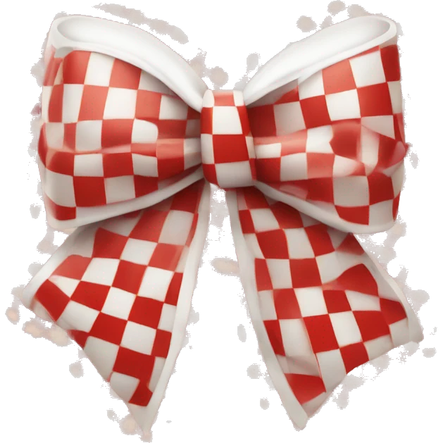 white bow in red checkered pattern emoji