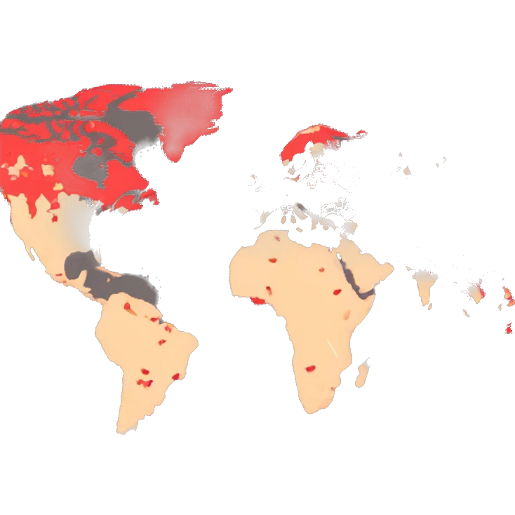 world map in red as a brand of guruwalk  emoji