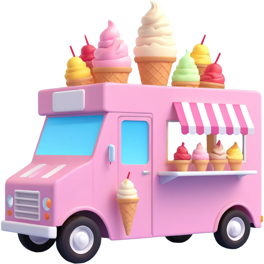 generate me a 3D icecream food truck emoji