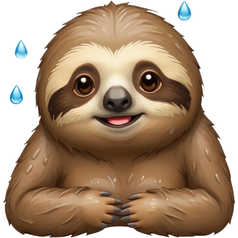 A relaxed sloth coming out from the shower with water emoji